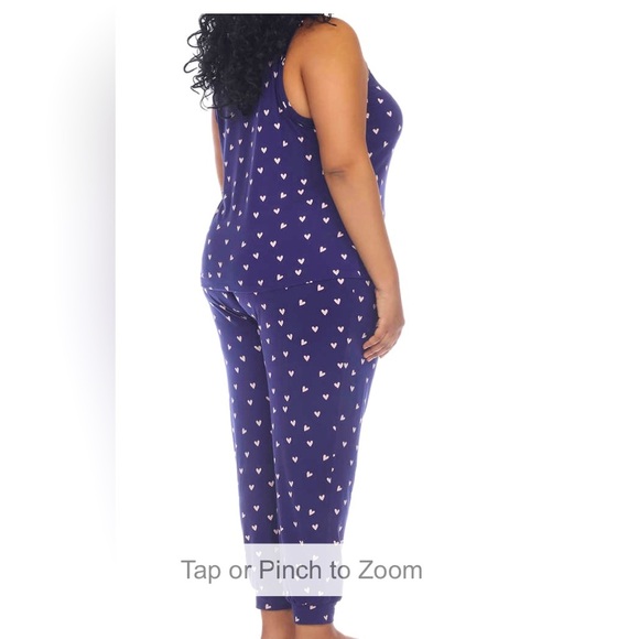 Women PJ Sets Honeydew 3pc Lounge Set Tank+Tee+Jogger Pink Hearts Print S,M,L,2X - Picture 6 of 7